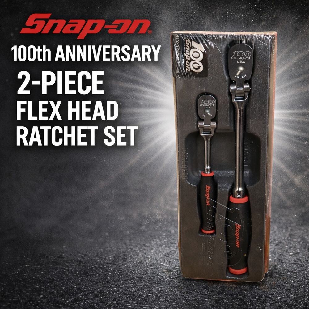 Snap-on Tools Rare 100TH Anniversary 2pc Flex-Head Ratchet Set RAT2TFLFCE